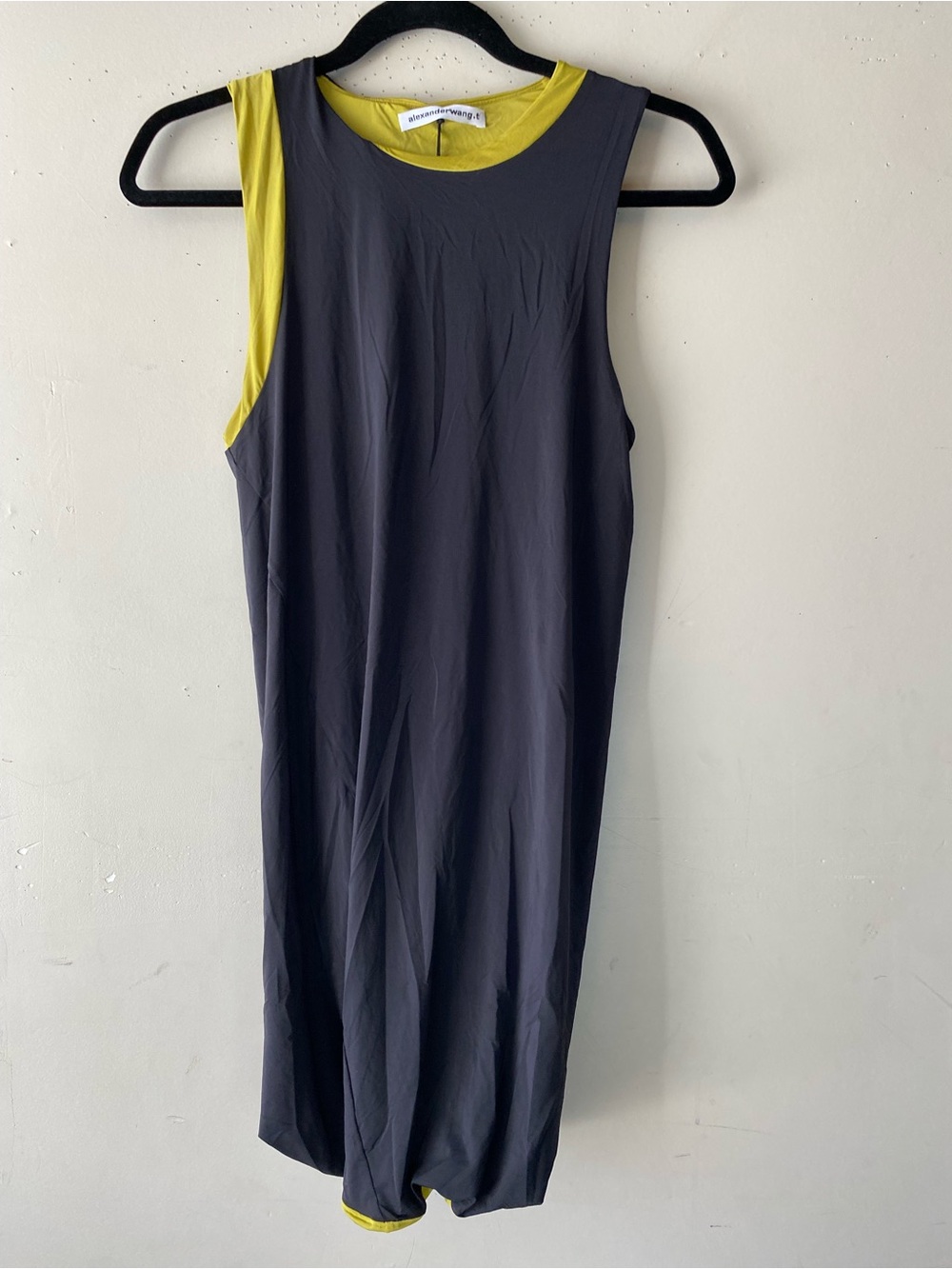 NWT Alexander Wang.T Reversible Sleeveless Swim Jersey Dress Charcoal Lime Small - Picture 7 of 13